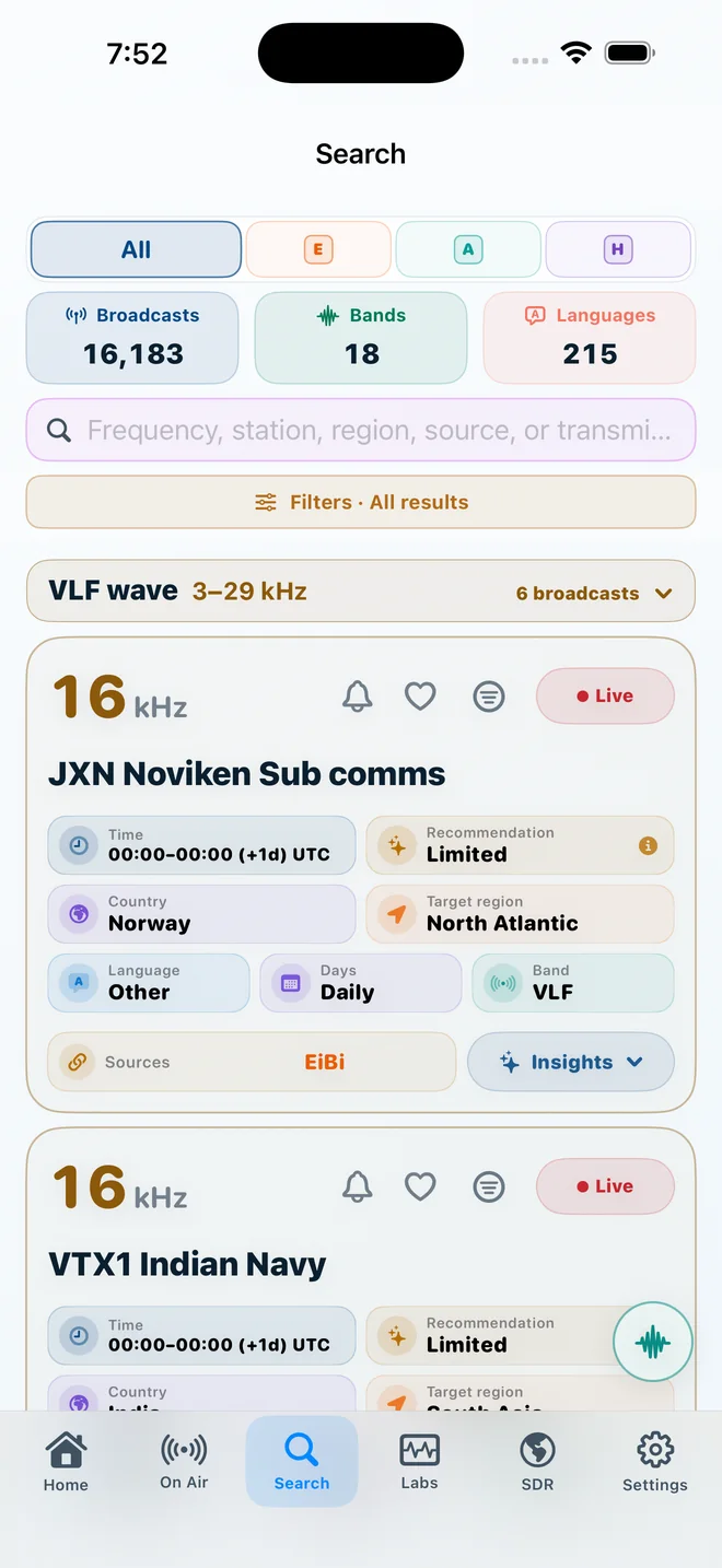 Search without guesswork screen in DXLens