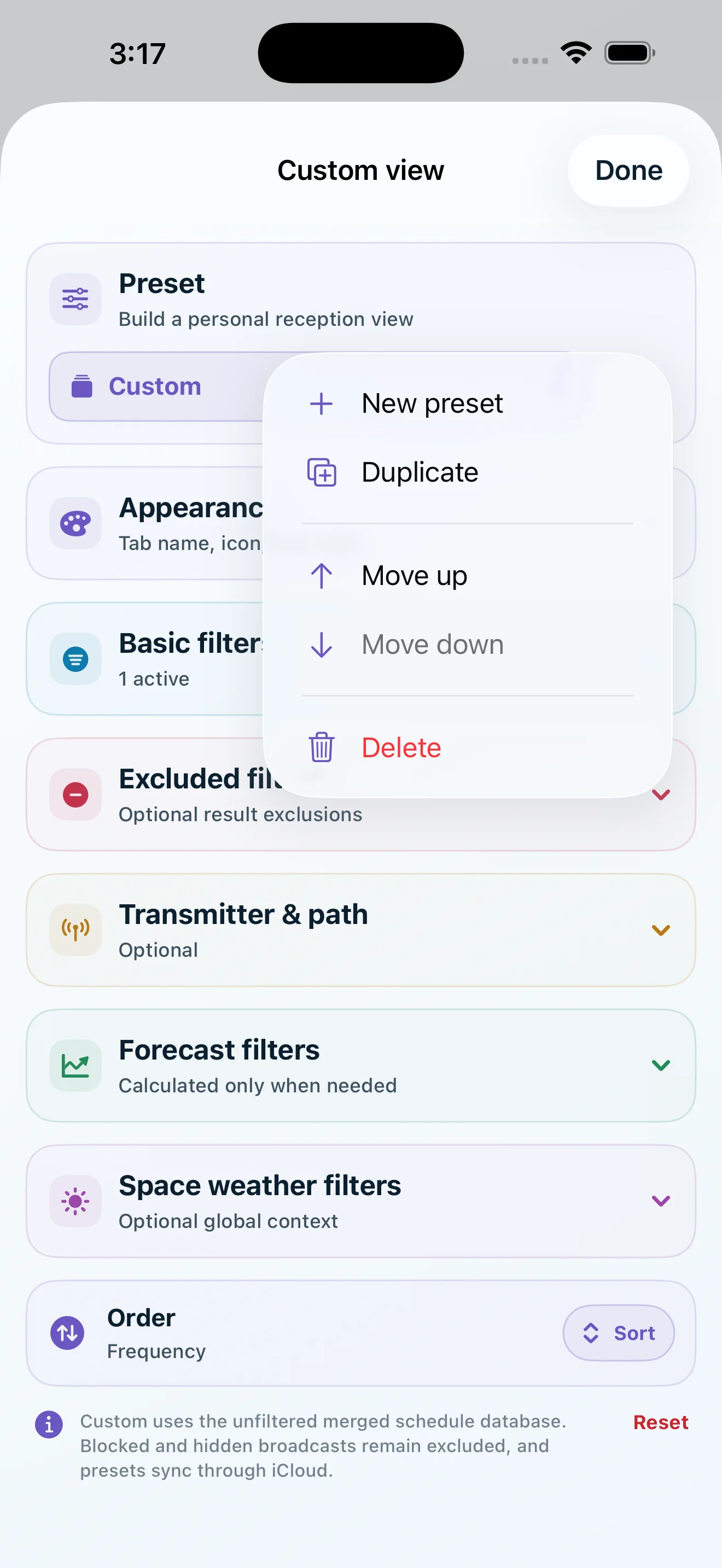 Custom view actions