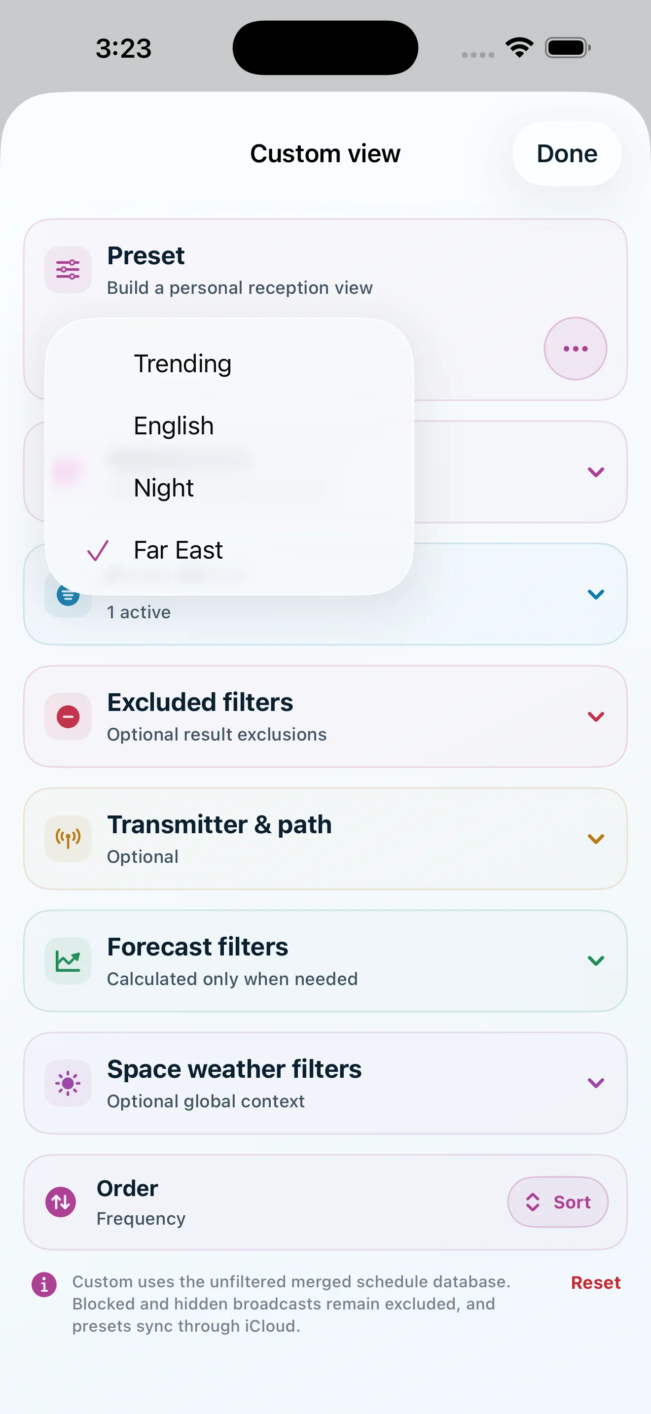 Custom view presets